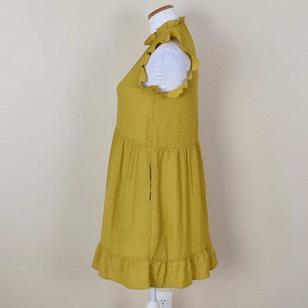 PINCH Ruffle Textured Sleeveless Yellow Dress S - Picture 4 of 8